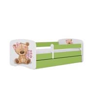 Dětská postel Babydreams+SZ zelená 80x160 Medvídek s kytičkami