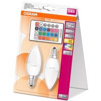 LED žárovka OSRAM E14,4,5W B40 barevná 250lm 2ks + dálkový ovladač