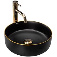 Umyvadlo na desku Sami Black Matt/Gold Edge